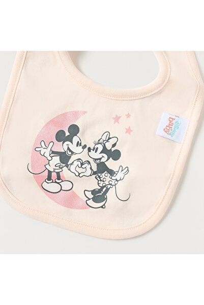Disney Mickey and Minnie Mouse Print Bib with Snap Button Closure
