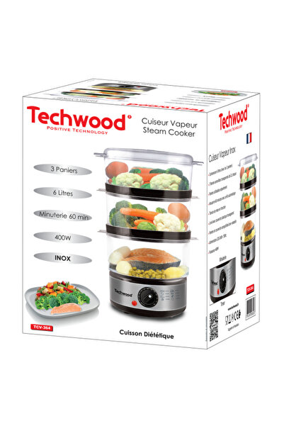 Techwood Steam cooker TCV-364, 6L, 3 baskets, stainless steel, 400W