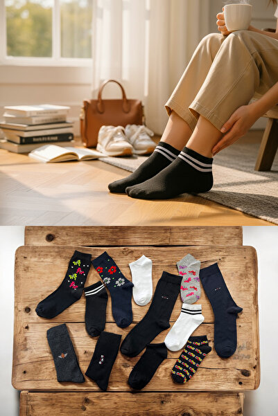 KAYS 12-Piece Mixed Socks Set – Men's Towel Socks, Men's Socks, Women's Socks and Booties Models