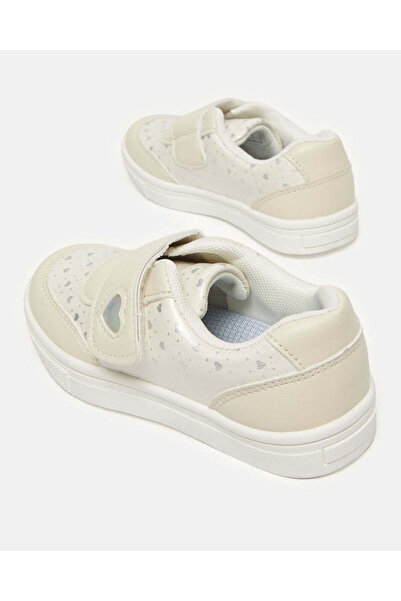 REDTAG Girls Beige Heart Embellished Sneakers