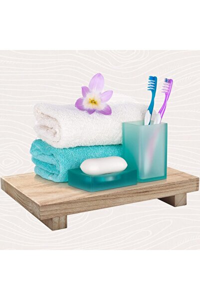 Nuogo Elevated Wooden Soap Dish Holder for Kitchen Sink – Rustic Natural Wood