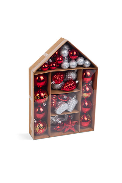 CED AUTO TRADE Set decoratiuni de brad - rosu / alb - 36 buc / set