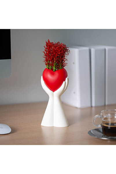 CED AUTO TRADE Decor plante artificiale - rosu, inima - 10 x 35 cm