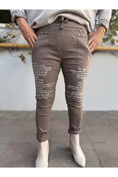 DenizEge Italian Written Trousers Mink