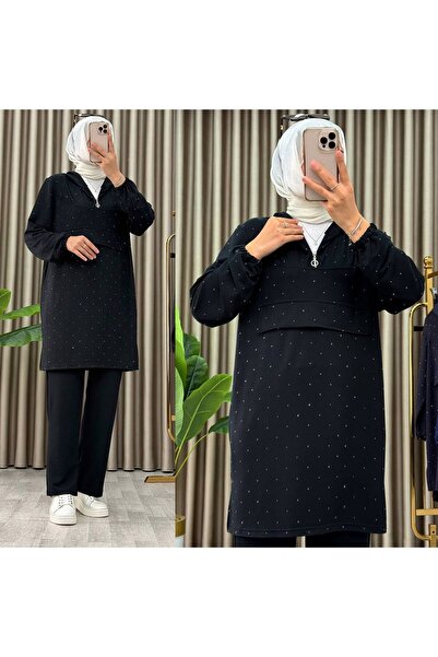 Azra Kapşonlu ışıltılı takım