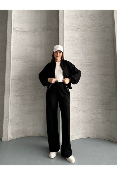 Bella Breeze Γυναικείο κοστούμι με φαρδύ πόδι με μπουφάν με φερμουάρ