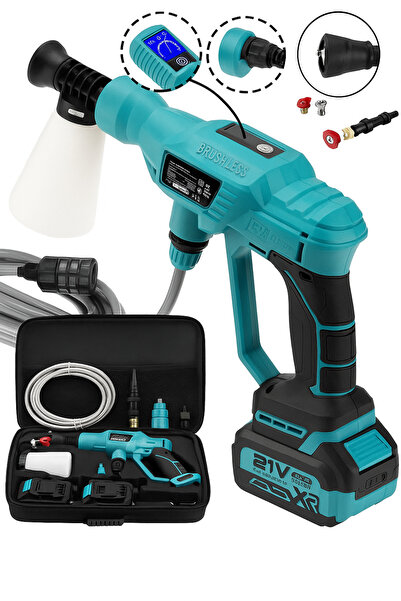 OPTIVEX 21v Kömürsüz Motor Yüksek Basınçlı Akülü Oto Araba Yıkama Makinesi Şa...
