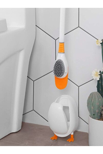 CED AUTO TRADE Duck-shaped toilet brush with holder - orange/white
