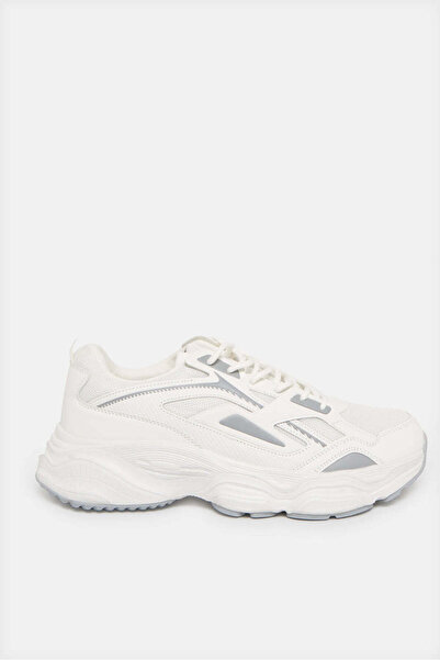REDTAG Men White Material Block Chunky Sneakers