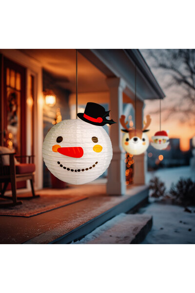 CED AUTO TRADE Lampion decorativ din hartie – model om de zapada – O30 cm – alb