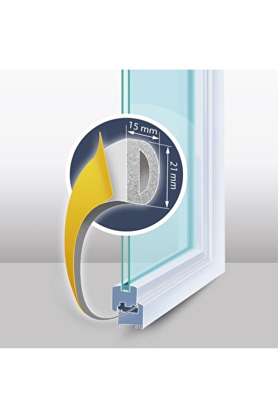CED AUTO TRADE Self-adhesive insulating profile for windows and doors, "D" profile - 50 m - 21mm