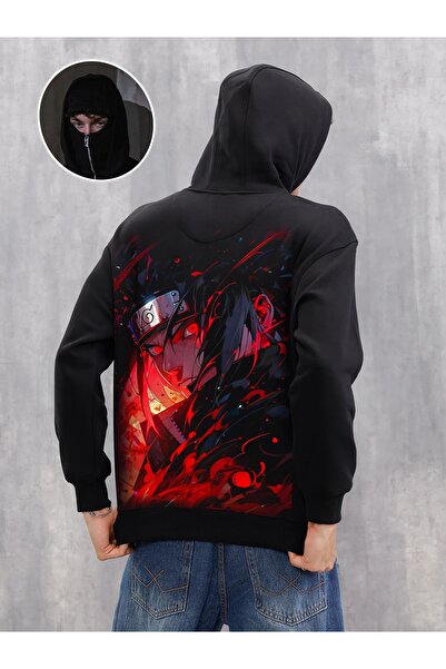 ZEMLİYA Hanorac cu glugă unisex supradimensionat, cu imprimeu și mască, din 3...