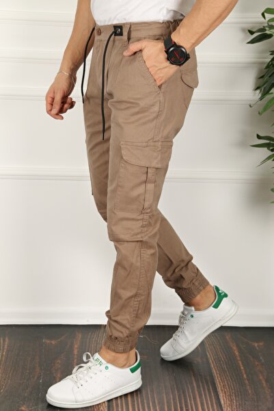 IMPOSING JNS Men's Pocket Cargo Trousers with Elastic Waist and Legs Slim Fit Stretch Fabric New Season
