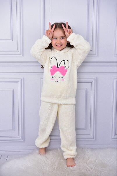 Burliva Girl's Hooded Welsoft Top and Bottom Winter Set