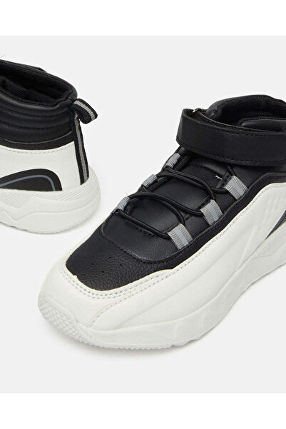 REDTAG Boys White And Black High Top Sneakers