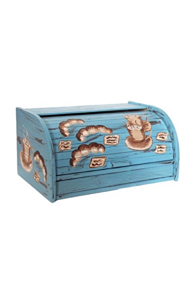 Decoratiuni Vintage Casa Retro Classic Cesti bread box, hand-painted, multicolor blue, without chopper, 39 X 18 X 27 cm