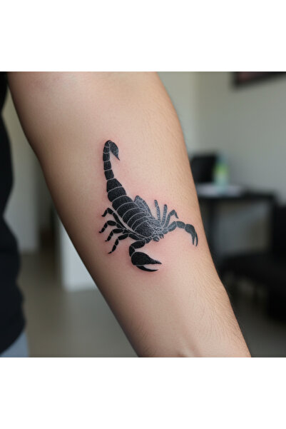 Lavmi Sinirli Akrep Geçici Dövme Şablonu - 7X5 CM (Kına ve Fırça Dahildir)