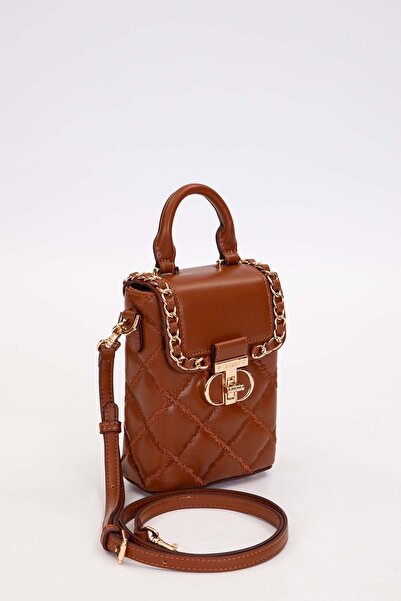 Levidor Camel Rectangular Shape Handbag