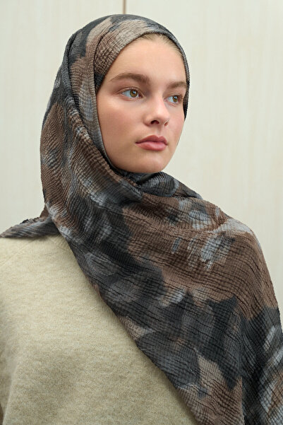 cs camellia scarf Σάλι Frosted Bloom Muslin - Μαύρο Μπεζ