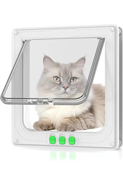 KASTWAVE باب كبير للقطط مع قفل رباعي الاتجاهات، وغطاء مغناطيسي، ومقاوم للعوام...