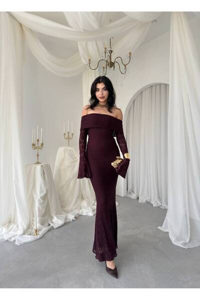 EtikaOnline Madonna Yaka Straplez Dantel Astarlı Kadın Elbise