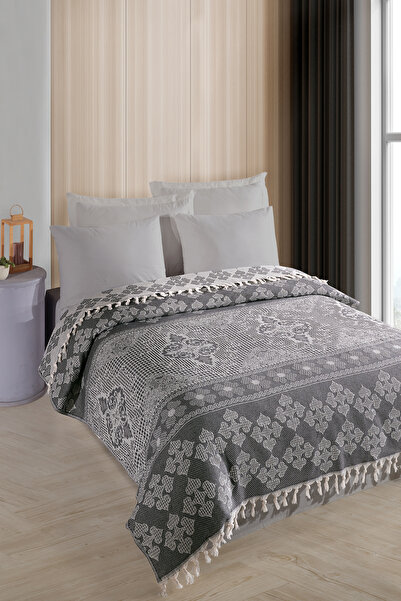 Enlora Home Çok Amaçlı Pike Seti Çift Kişilik Osmanlı Antrasit (3 Parça)