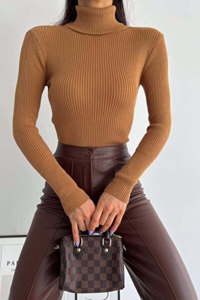 MODAMERSİ Women's Mink Turtleneck Knitwear Sweater