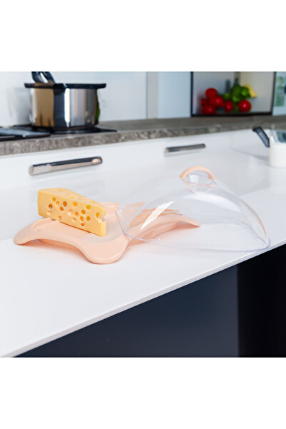 CED AUTO TRADE Cheese holder box - plastic - peach - 16 x 12.5 x 7.1 cm