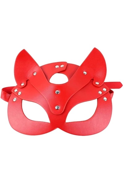 OEM Mască de pisică cu accesorii metalice, urechi, reglabilă — Temă Femeie Pisică, roșie