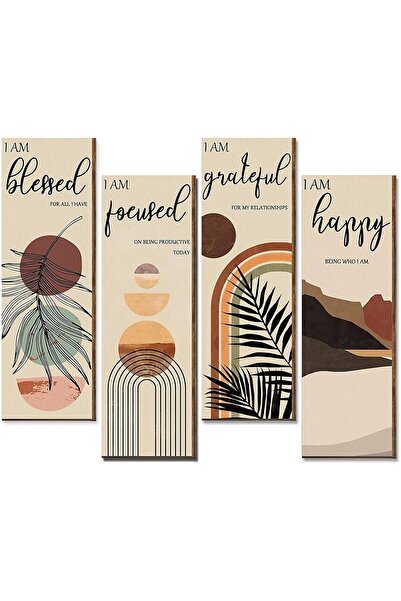 SULFAR لوحات جدارية بوهيمية، 11 × 4 × 1 بوصة (مجموعة من 4 قطع) عبارات إيجابية...