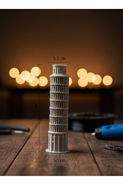 Generic 3D Baskı Pisa Kulesi Maketi – Boyasız Dekoratif Masaüstü Biblo | 17 cm – Mimari Miniature Model