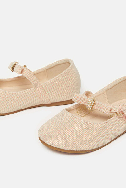 REDTAG Infant Girls Cream Glitter Ballerina