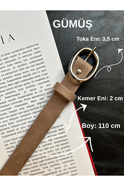 LİA KEMER Desire Ring Patterned Suede Women's Silver Buckle Belt Jacket Belt Dress Belt Trouser Belt