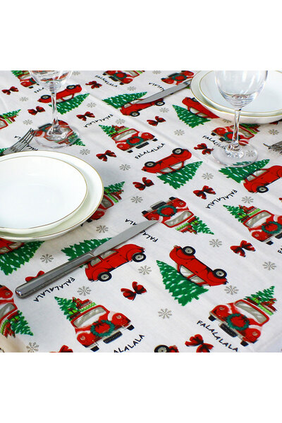 Alista Home Christmas tablecloth - car with tree pattern - flannel - 132 x 17...