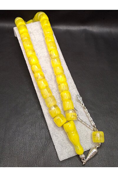 Han Ticarethane سبحة من حجر الكهرمان الأصفر الكبير المقطوع بشكل خاص