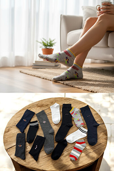 KAYS Women's and Men's 12-Piece Mixed Socks Set – Men's Towel, Men's Socks and Booties Models