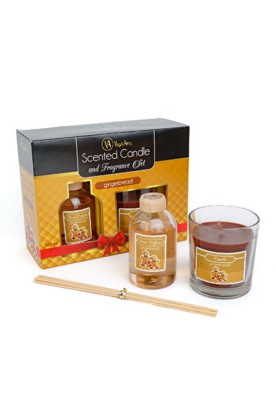 CED AUTO TRADE Set lumanare parfumata si odorizant cu bete - turta dulce - 120 g + 100 ml