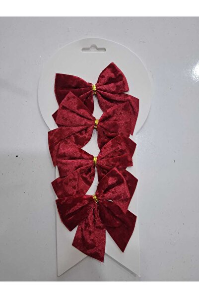 Astaş Christmas Red Velvet Bow 9 cm Set of 4
