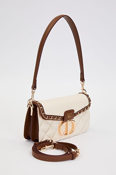 Levidor Cream Double Strap Quilted Shoulder Bag