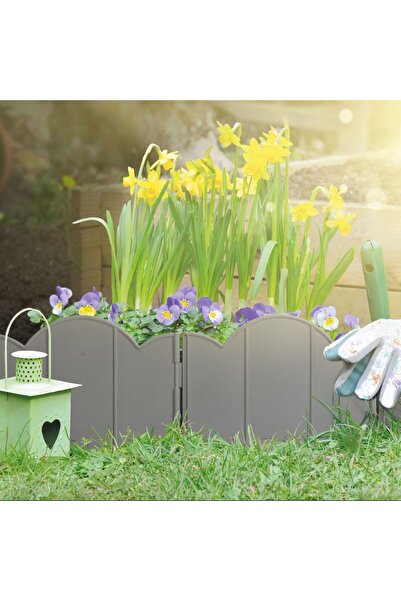 CED AUTO TRADE Garden border / fence - 20 x 17.5 cm - gray - 12 pcs / pack