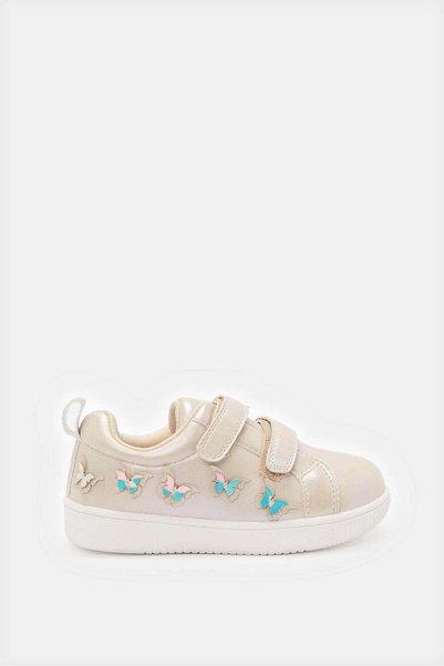 REDTAG Infant Girls Gold Butterfly Embellished Sneakers