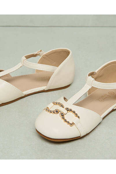 REDTAG Girls Cream Buckle T-Bar Ballerina