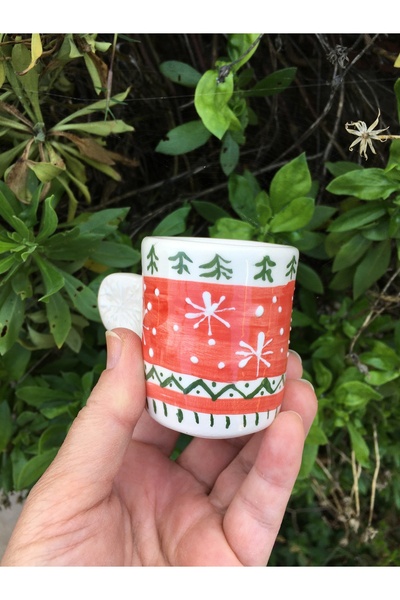 seramikanaz Christmas Themed Turkish Coffee Cup