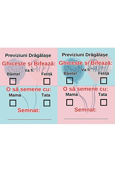 OEMN Fișe de predicție pentru dezvăluirea sexului – Joc interactiv pentru petrecerea ta
