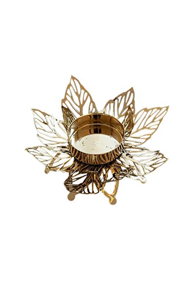 wei inox Κηροπήγιο, μοτίβο λουλουδιών, μέταλλο, χρυσό, 12x12 εκ.