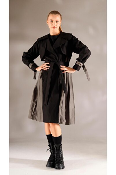 shE tekstil Italian Style Asterli Trench Coat Black