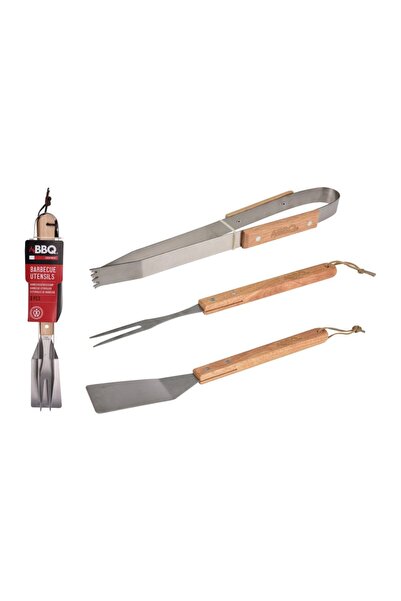 Koopman Set de 3 ustensile pentru grătar din oțel inoxidabil