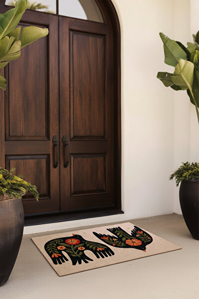 Etnik Dekor Digital Printing Doormat with Bird Pattern