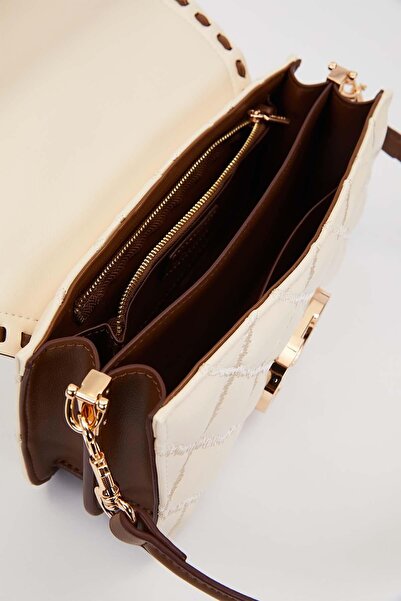 Levidor Cream Double Strap Quilted Shoulder Bag