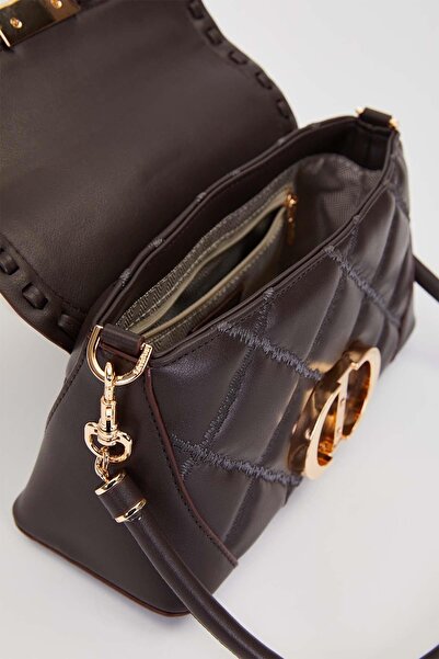 Levidor Quilted Embroidery and Chain Knit Detailed Double Strap Medium Size Women's Shoulder Bag Lv930583